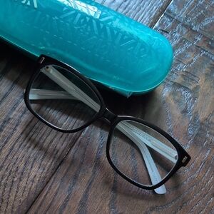 ZENNI I Black, White, and Clear Square Blokz Blue Light Glasses with Case
